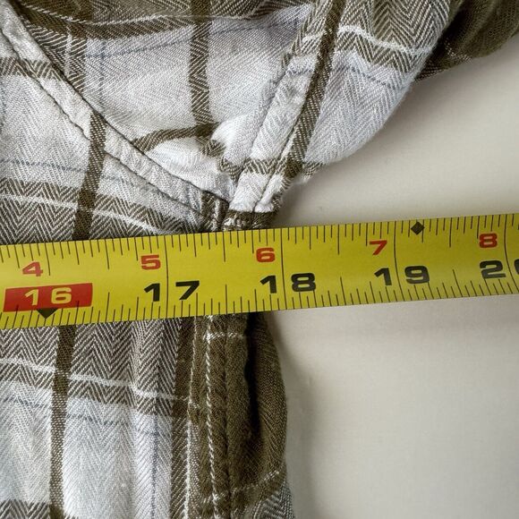 Banana Republic Factory Green/White Plaid Boyfriend Fit Button Down Pocket Small - Picture 5 of 11